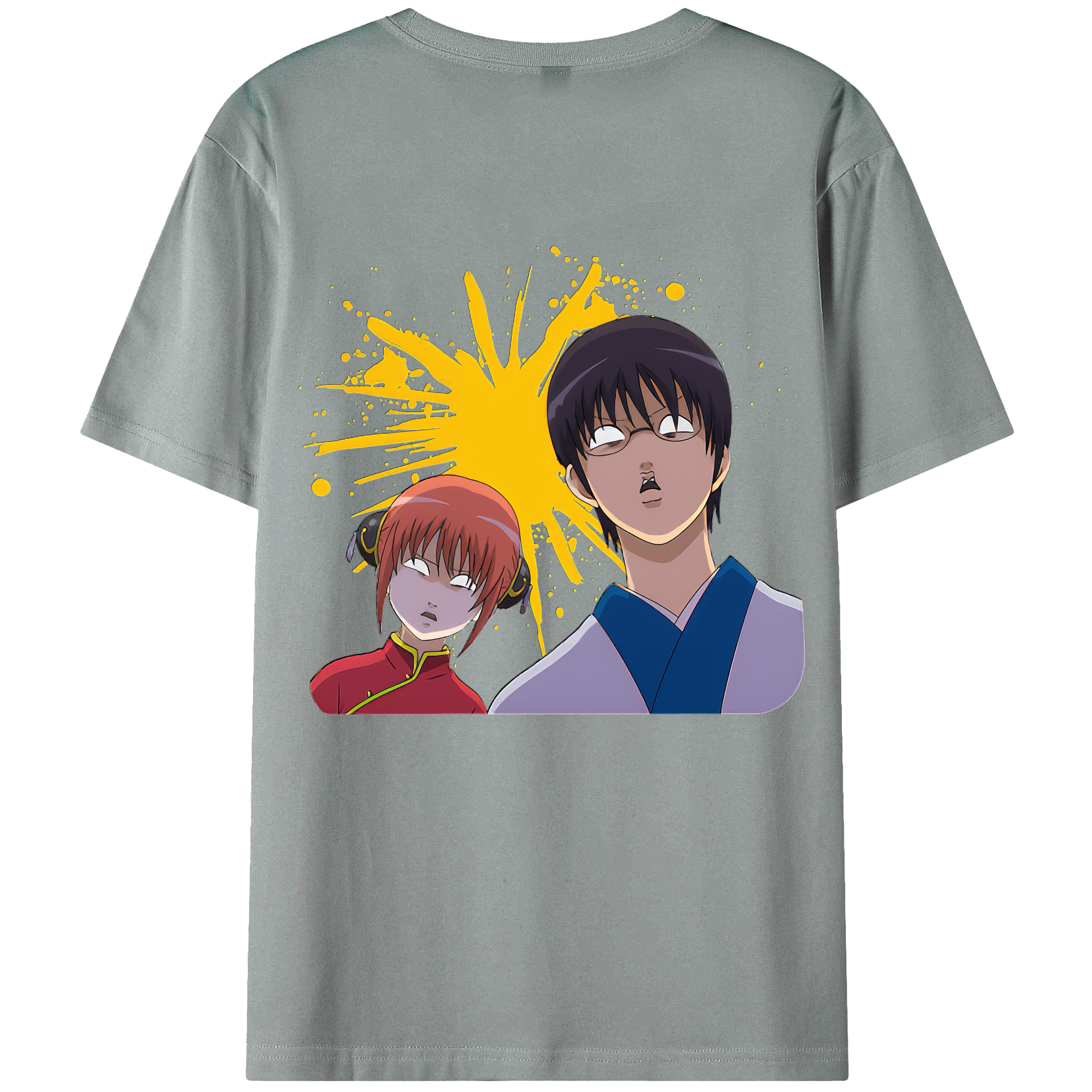（画像用） ぎんたま 坂田銀時（さかたぎんとき） 神楽 志村新八（しむら しんぱち） GINTAMA Sakata Gintoki Kagura Shimura Shinpachi 綿100％ メンズ半袖Tシャツ（バックプリント） 通気性
